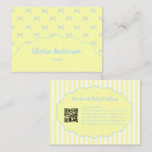 Pretty Feminine Yellow Blue Bow Stripe Pattern