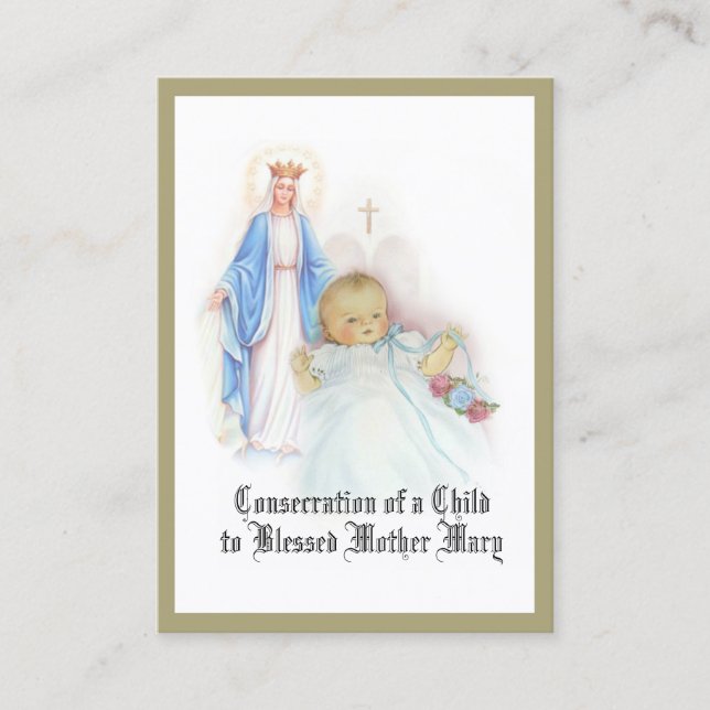 Carte De Visite Prière catholique de consécration d'enfant à Mary (Devant)