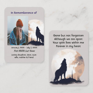 Carte De Visite Prière commémorative Loup solitaire Howling animal
