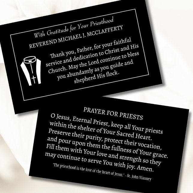Carte De Visite Prière de gratitude du prêtre catholique Thanksgiv (Créateur téléchargé)