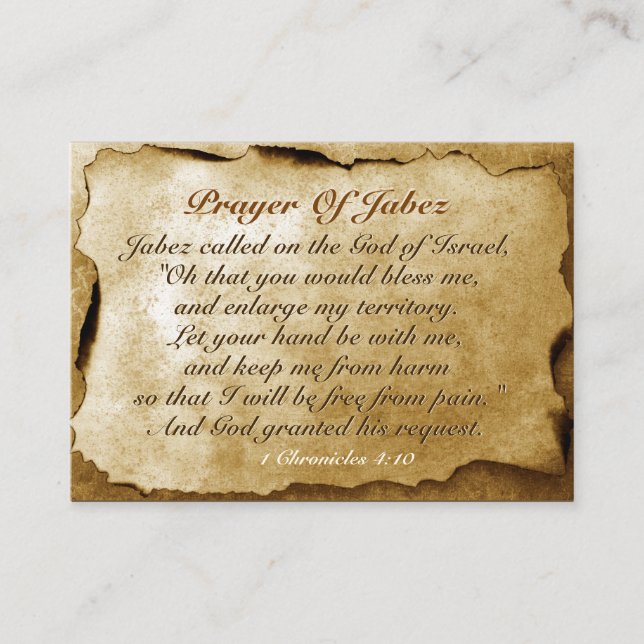 Carte De Visite Prière de Jabez 1 Chroniques 4:10, Bible Verse (Devant)