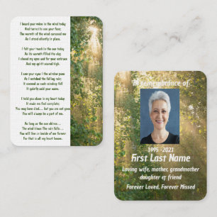 Carte De Visite Prière de photographie commémorative Forêt de sole