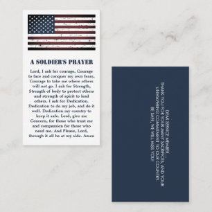 Carte De Visite Prière du soldat Militaire USA Drapeau américain