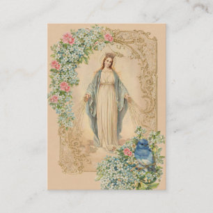 Carte De Visite Prière funéraire mémorielle florale vintage Marian