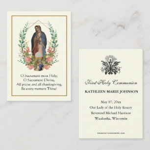 Carte De Visite Prière Guadalupe Première Communion Sainte