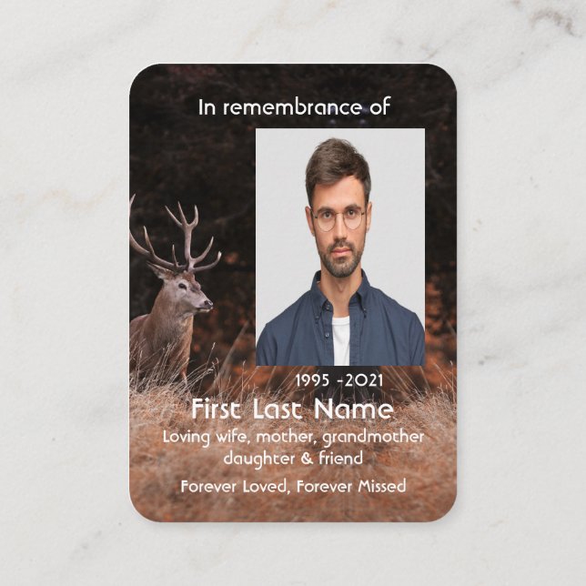 Carte De Visite Prière photo commémorative Aquarelle Stade Cerf An (Dos)