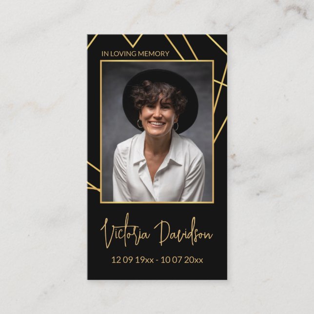 Carte De Visite Prière photo commémorative Cadres dorés sur mesure (Devant)