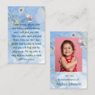 Carte De Visite Prière Photo Memorial Cute Petite Souris Enfants