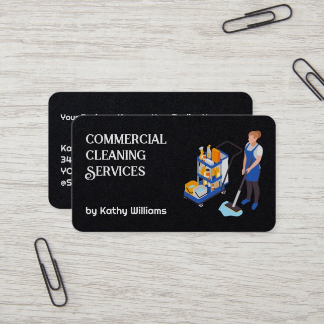 Carte De Visite Prime de nettoyage commercial (Devant/Arrière en situation)
