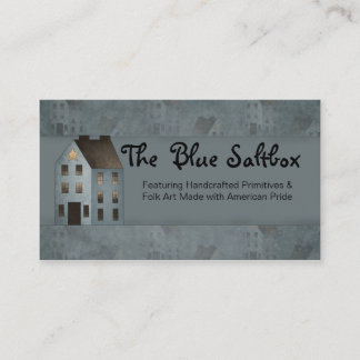 Carte de visite primitive country Blue Saltbox