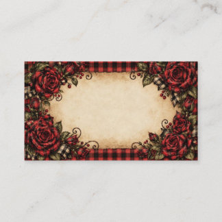 Carte de visite primitive Rose rouge