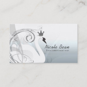 Carte De Visite Princesse Cygne Argent Et Blanc Élégant Sur Mesure