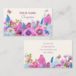 Carte De Visite Printemps de fleurs bleu pourpre