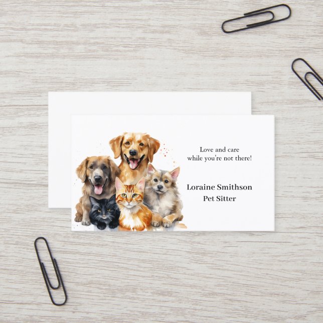 Carte De Visite Prise en charge fiable des animaux de compagnie (Devant/Arrière en situation)