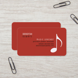 Carte De Visite Private Lessons Music Teacher brick-red