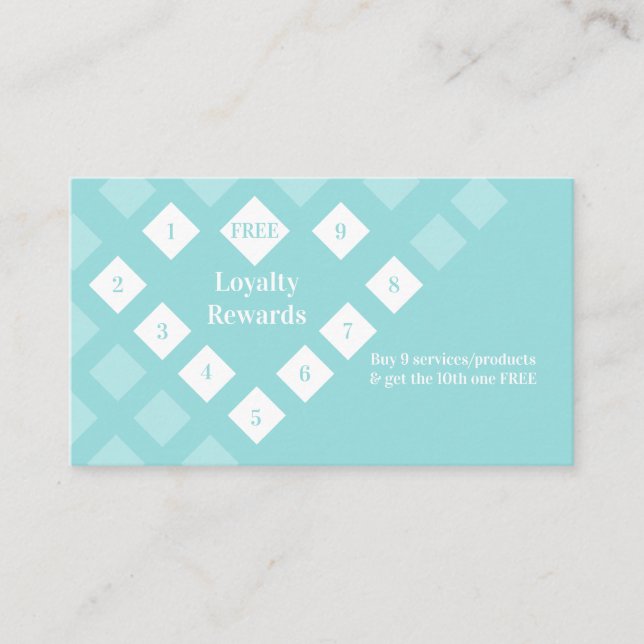 Carte De Visite Prix de fidélité du coeur de diamant moderne Aqua  (Devant)