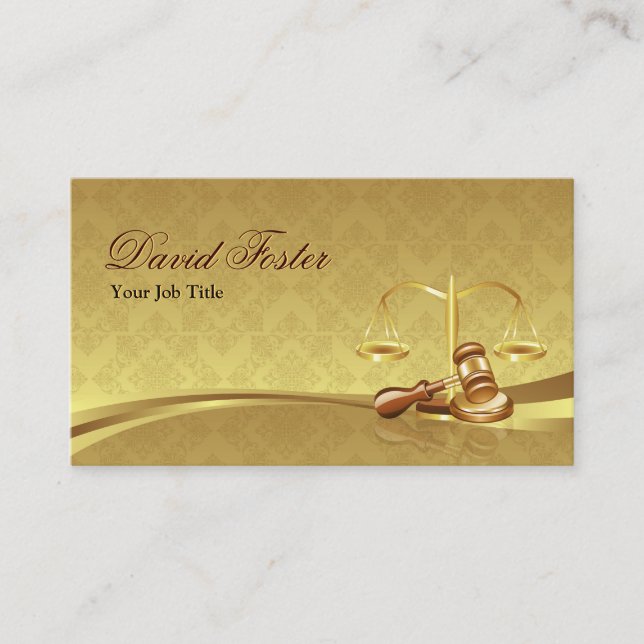 Carte De Visite Procureur Avocat Justice - Elegant Damask Gold Lea (Devant)