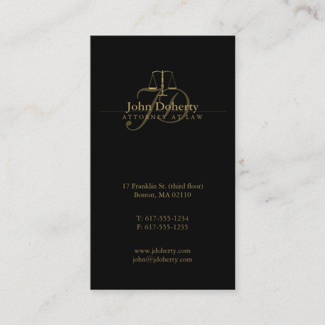 Carte De Visite Procureur | Classy Golden Scales of Justice (Devant)
