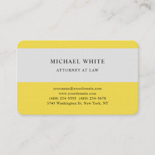 Carte De Visite Procureur de la loi Lin minimaliste gris jaune