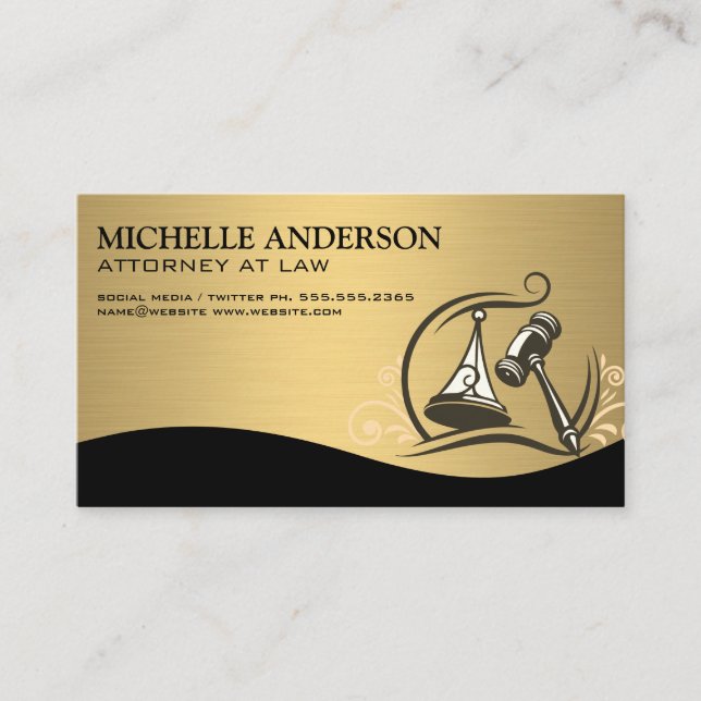 Carte De Visite Procureur | Or métallique | Logo de Gavel Law (Devant)
