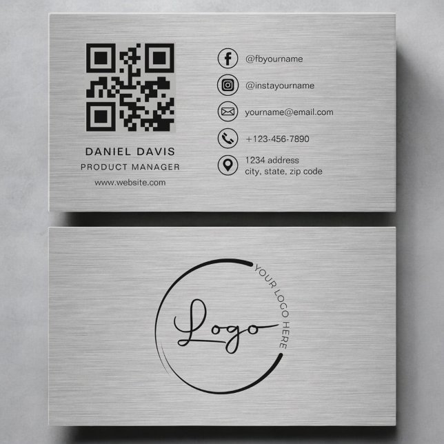 Carte De Visite Product Manager Metal QR Code (Créateur téléchargé)