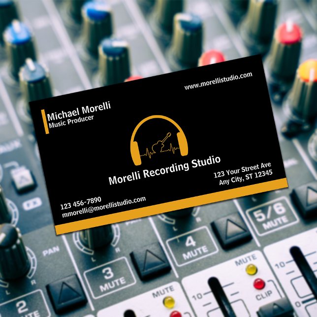 Carte De Visite Producteur de musique Black & Gold (Créateur téléchargé)