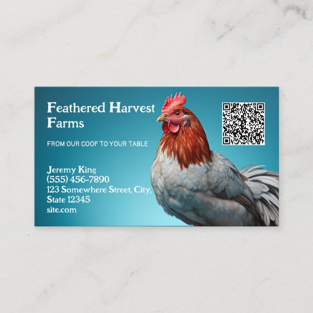 Carte De Visite Producteur de volaille QR personnalisé (Devant)