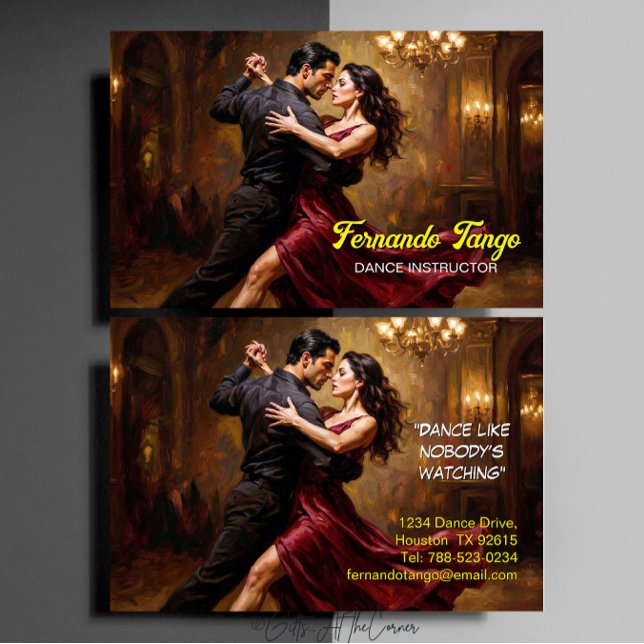 Carte De Visite Professeur de danse tango  (Créateur téléchargé)