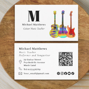 Carte De Visite Professeur de Guitare Entreprise de Musique Code Q