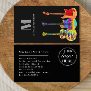 Carte De Visite Professeur de Guitare Moderne Logo Personnalisé