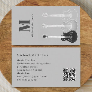 Carte De Visite Professeur de Guitare Musicien Professionnel Code 