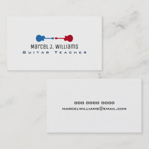 Carte De Visite professeur de guitare musique cool blanc