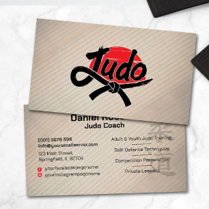 Carte De Visite Professeur de judo - Ceinture noire et soleil