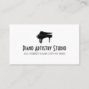 Carte De Visite Professeur de Leçons de Piano Studio de Musique E