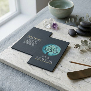 Carte De Visite Professeur de méditation de yoga arbre élégant noi
