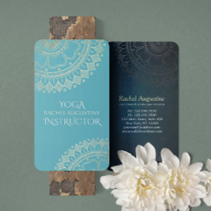 Carte De Visite Professeur de méditation de yoga Mandala vert bleu