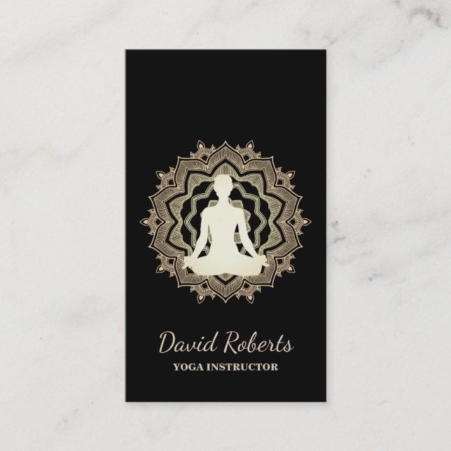 Carte De Visite Professeur de méditation Yoga Lotus Mandala (Devant)