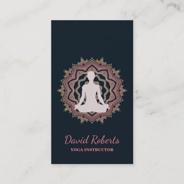 Carte De Visite Professeur de méditation Yoga Lotus Mandala (Devant)