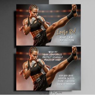 Carte De Visite Professeur de Muay Thai Arts Martiaux Kickboxing