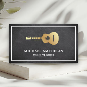 Carte De Visite Professeur de Musique à la Guitare Chalkboard Gold