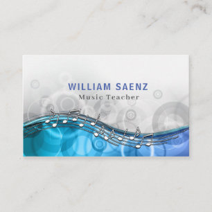 Carte De Visite Professeur de musique bleue moderne   Leçons de mu