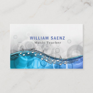 Carte De Visite Professeur de musique bleue moderne | Leçons de mu