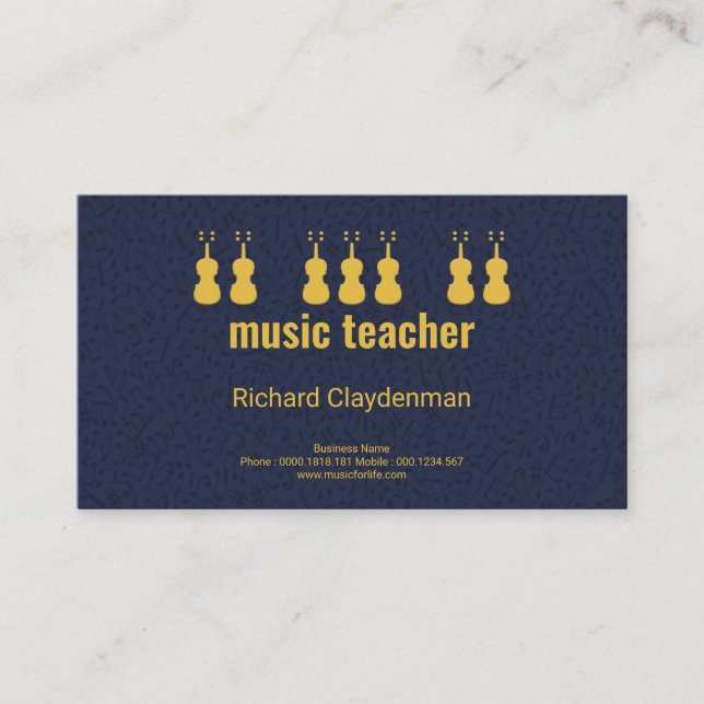 Carte De Visite Professeur de musique de flottement créatif de (Devant)