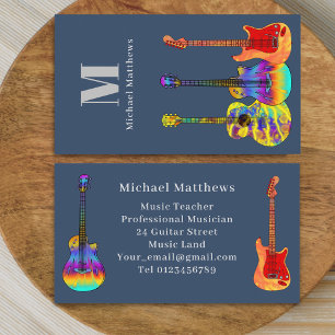Carte De Visite Professeur de Musique de Guitare Musicien Monogram