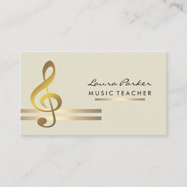 Carte De Visite Professeur de musique de musicien avec les notes (Devant)