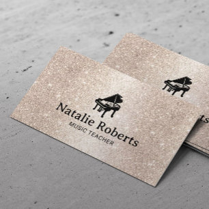 Carte De Visite Professeur de musique Elegant Gold Parties scintil