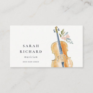Carte De Visite Professeur de musique Élégant Musicien Aquarelle
