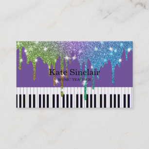 Carte De Visite Professeur de Musique Élégant Touches de Piano Mus