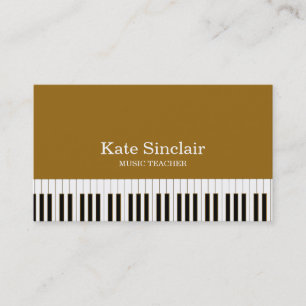 Carte De Visite Professeur de Musique Élégant Touches de Piano Mus