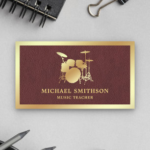 Carte De Visite Professeur de musique en simili cuir Kit de batter